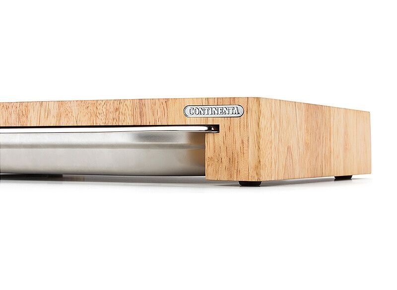 Continenta Schneidebrett mit Schublade 39 x 27 cm (Gummibaum Stirnholz) -